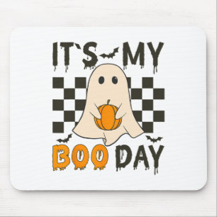 Its My Boo Day Cute Halloween Birthday Funny Ghost Mouse Mat