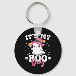 Its My Boo Day Cute Halloween Birthday Ghost Boy G Key Ring