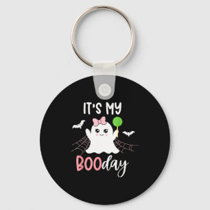 Its My Boo Day Cute Halloween Birthday Ghost Pink Key Ring