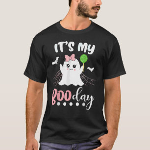 Its My Boo Day Cute Halloween Birthday Ghost Pink  T-Shirt
