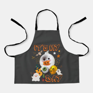 It's My Boo Day Kids Cute Halloween Birthday Ghost Apron