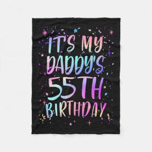 Its My Daddys 55th Birthday Colourful Happy 55 Yea Fleece Blanket