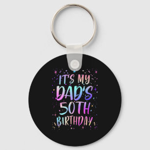 Its My Dads 50th Birthday Colourful Happy 50 Years Key Ring