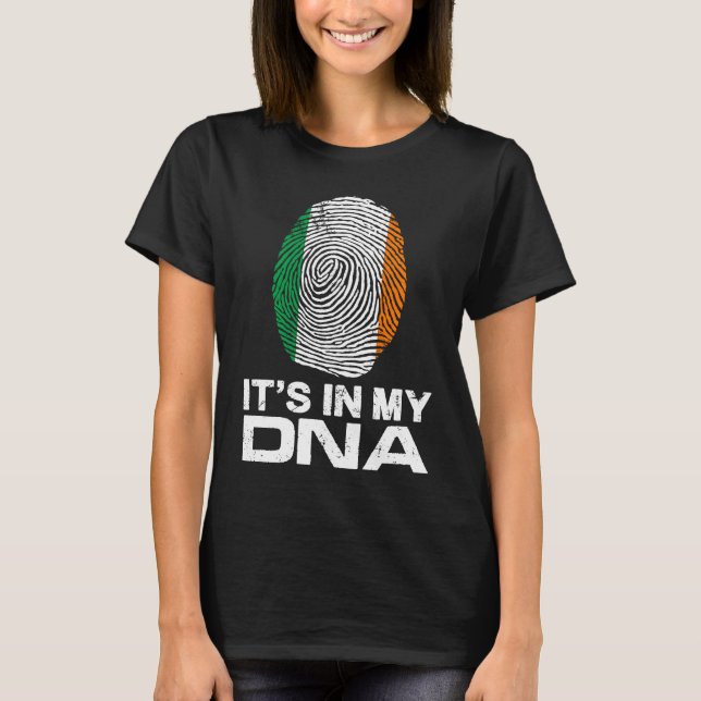 IT'S MY DNA IN Flag National Pride Fingerprint Ire T-Shirt (Front)