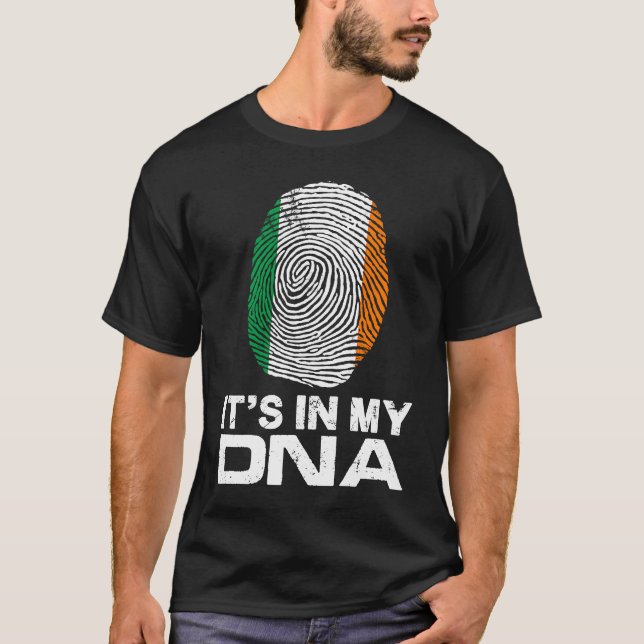 IT'S MY DNA IN Flag National Pride Fingerprint Ire T-Shirt (Front)