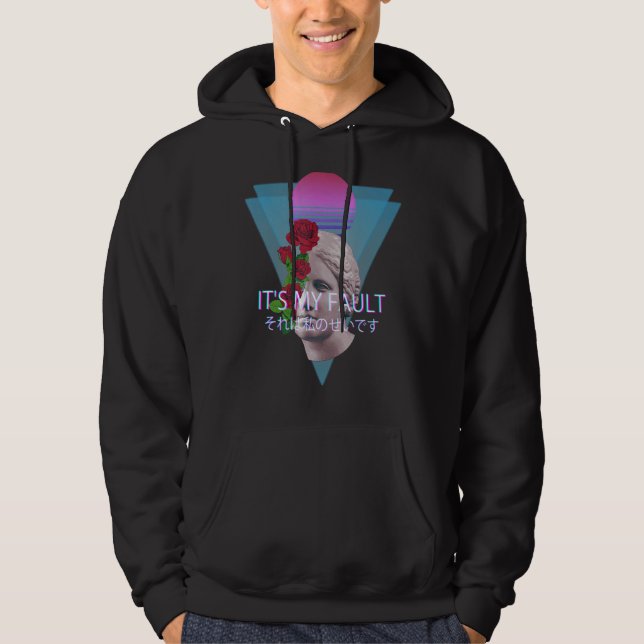 It's My Fault Aesthetic Vaporwave 90's Purple Moon Hoodie (Front)