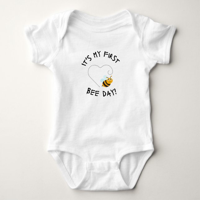 It's My First Bee Day Onsie Baby Bodysuit (Front)