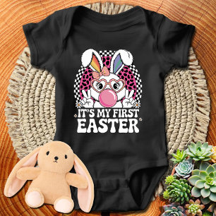 It's My First Easter -  Bunny and Pink Bubble Gum Baby Bodysuit