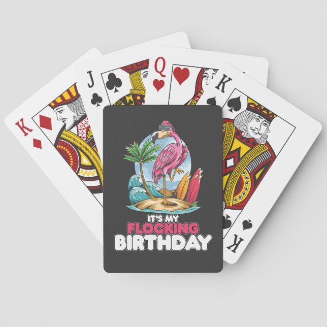 It's My Flocking Birthday Flamingo Playing Cards (Back)