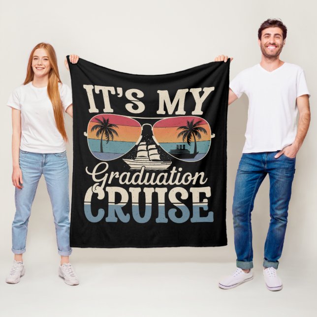 It's My Graduation Cruise Graduate Trip Ship Retro Fleece Blanket (In Situ)