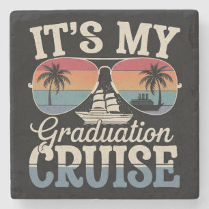 It's My Graduation Cruise Graduate Trip Ship Retro Stone Coaster