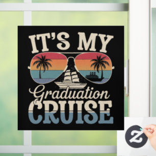 It's My Graduation Cruise Graduate Trip Ship Retro Window Cling