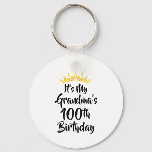 Its My Grandmas 100th Birthday Crown Happy 100 Yea Key Ring