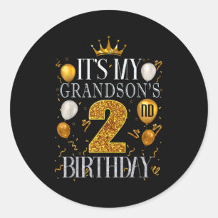 Its My Grandsons 2nd Birthday Happy Birthday 2 Yea Classic Round Sticker