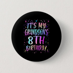 Its My Grandsons 8th Birthday Colorful Happy 8 Yea 6 Cm Round Badge