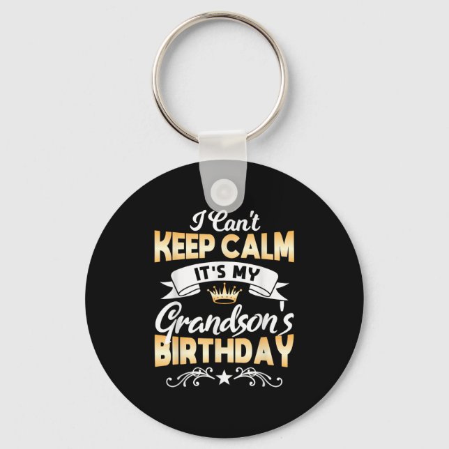 It's My Grandson's Birthday Shirt I Can't Keep Cal Key Ring (Front)