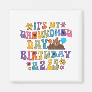 Its My Groundhog Day Birthday Party Hat Funny Retr Magnet
