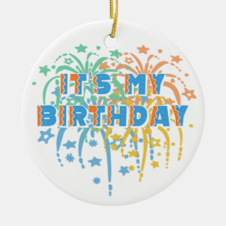 It's My Happy Birthday Unisex Fireworks Colourful Ceramic Tree Decoration