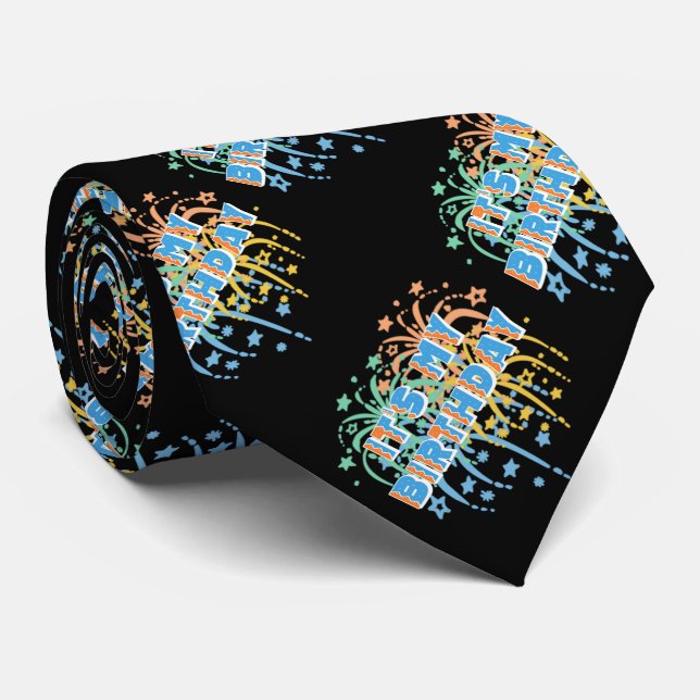 It's My Happy Birthday Unisex Fireworks Colourful Tie (Rolled)