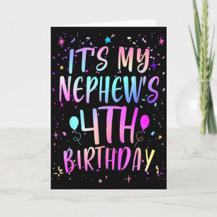 Its My Nephews 4th Birthday Colorful Happy 4 Years Card