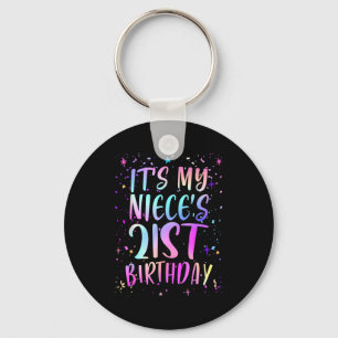 Its My Nieces 21st Birthday Colorful Happy 21 Year Key Ring