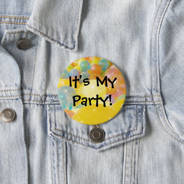 "It's My Party" Colorful Balloons 7.5 Cm Round Badge (In Situ)