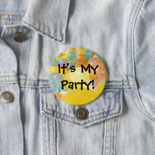 "It's My Party" Colourful Balloons 7.5 Cm Round Badge