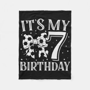 It's My Seven 7th Birthday Soccer Girl Bday Party Fleece Blanket