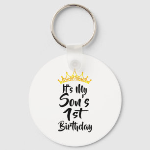 Its My Sons 1st Birthday Crown Happy 1 Years Old Key Ring
