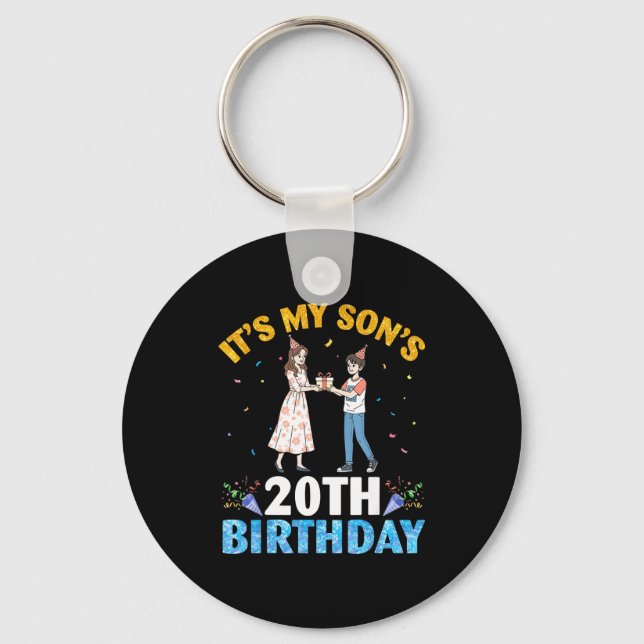 It's My Son's 20th Birthday Happy 20 Years Old Boy Key Ring (Front)