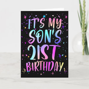 Its My Sons 21st Birthday Colorful Happy 21 Years  Card