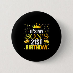 It's My Son's 21st Birthday Happy Birthday 21 Year 6 Cm Round Badge