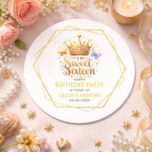 its my sweet sixteen 16 th birthday classic round sticker