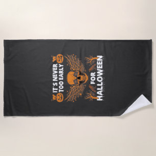 Its Never Too Early Halloween Skull Vine Wings_1 Beach Towel