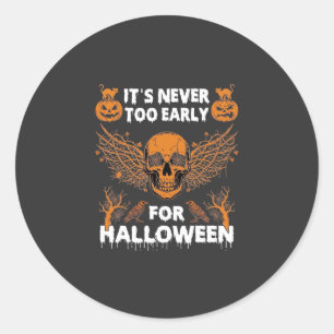 Its Never Too Early Halloween Skull Vine Wings_1 Classic Round Sticker