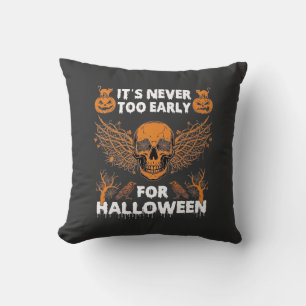 Its Never Too Early Halloween Skull Vine Wings_1 Cushion