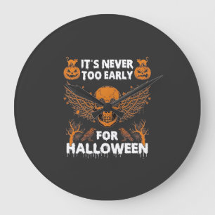 Its Never Too Early Halloween Skull Vine Wings_1 Large Clock