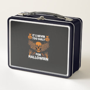 Its Never Too Early Halloween Skull Vine Wings_1 Metal Lunch Box