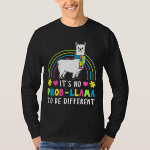 Its No Prob Llama To Be Different Autism Month Rib T-Shirt