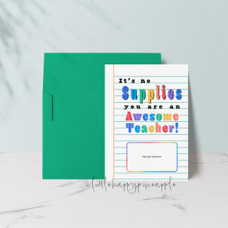It's No Supplies Teacher Appreciation Card Holder