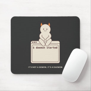 It's Not a Demon It's a Daemon Funny Linux Black Mouse Mat