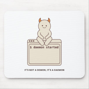 It's Not a Demon It's a Daemon Funny Linux White Mouse Mat