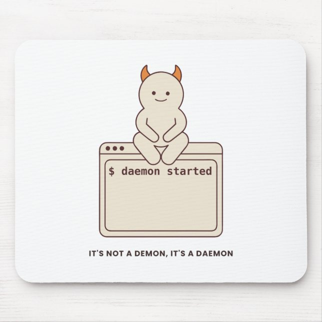It's Not a Demon It's a Daemon Funny Linux White Mouse Mat (Front)