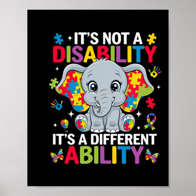 It's Not A Disability It's A Different Ability Cut Poster (Front)