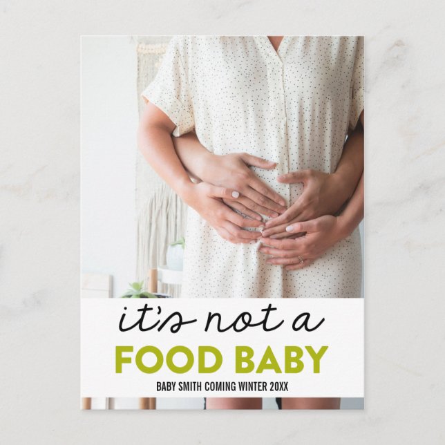 It's Not A Food Baby Funny Pregnancy Announcement Postcard (Front)