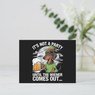 It's Not A Party Until Dachshund Irish Beer Wiener Postcard