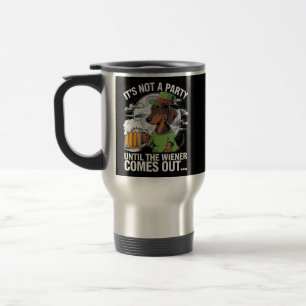 It's Not A Party Until Dachshund Irish Beer Wiener Travel Mug