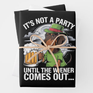 It's Not A Party Until Dachshund Irish Beer Wiener Wrapping Paper Sheet