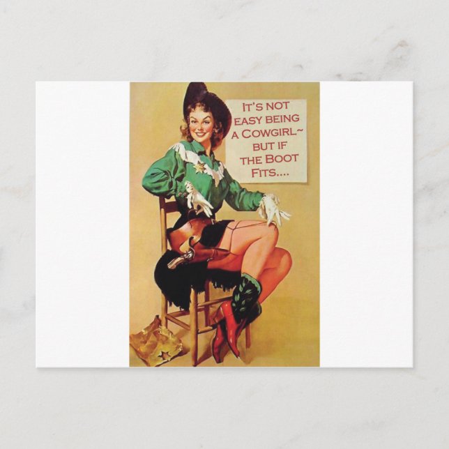 It's Not Easy Being A Cowgirl but if the Boot Fits Postcard (Front)