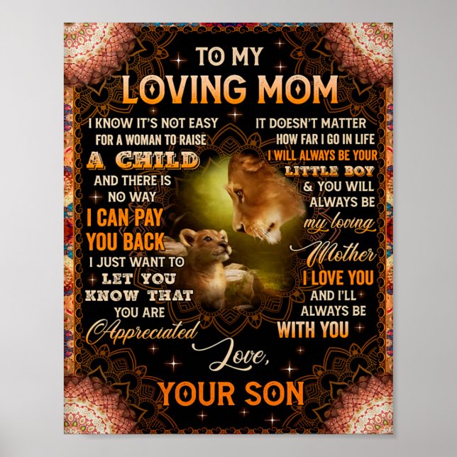 It's Not Easy For A Woman Raise A Child Son To Mom Poster (Front)